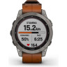 Часы GARMIN FENIX 7 – SAPPHIRE SOLAR EDITION TITANIUM WITH CHESTNUT LEATHER BAND 11342